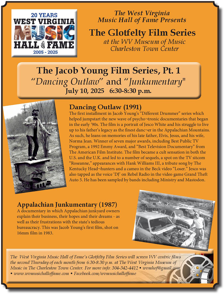 The Jacob Young Film Series, Pt. 1. Dancing Outlaw and Junkumentary. July 10, 2025, 6:30-8:30 p.m.